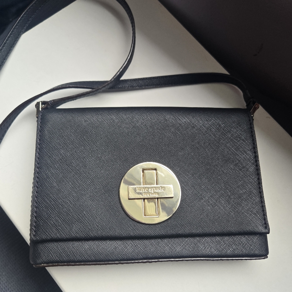 Kate Spade Black Crossbody Bag with Gold Accent